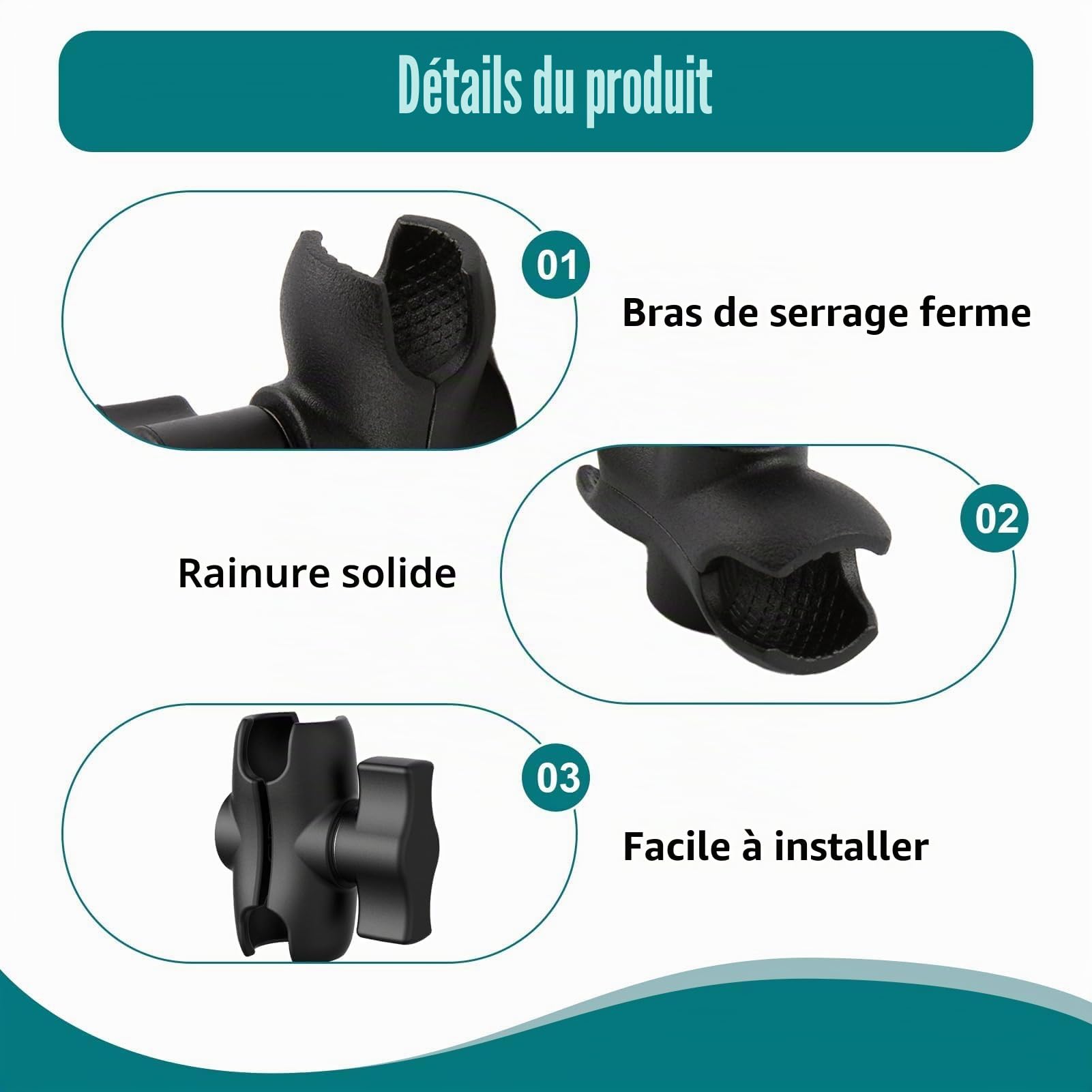 Bras Double Douille En Aluminium – 9 Cm – Pour Support à Boule 25 Mm – Fixation Caméra, Téléphone, Vélo – Robuste Et Léger