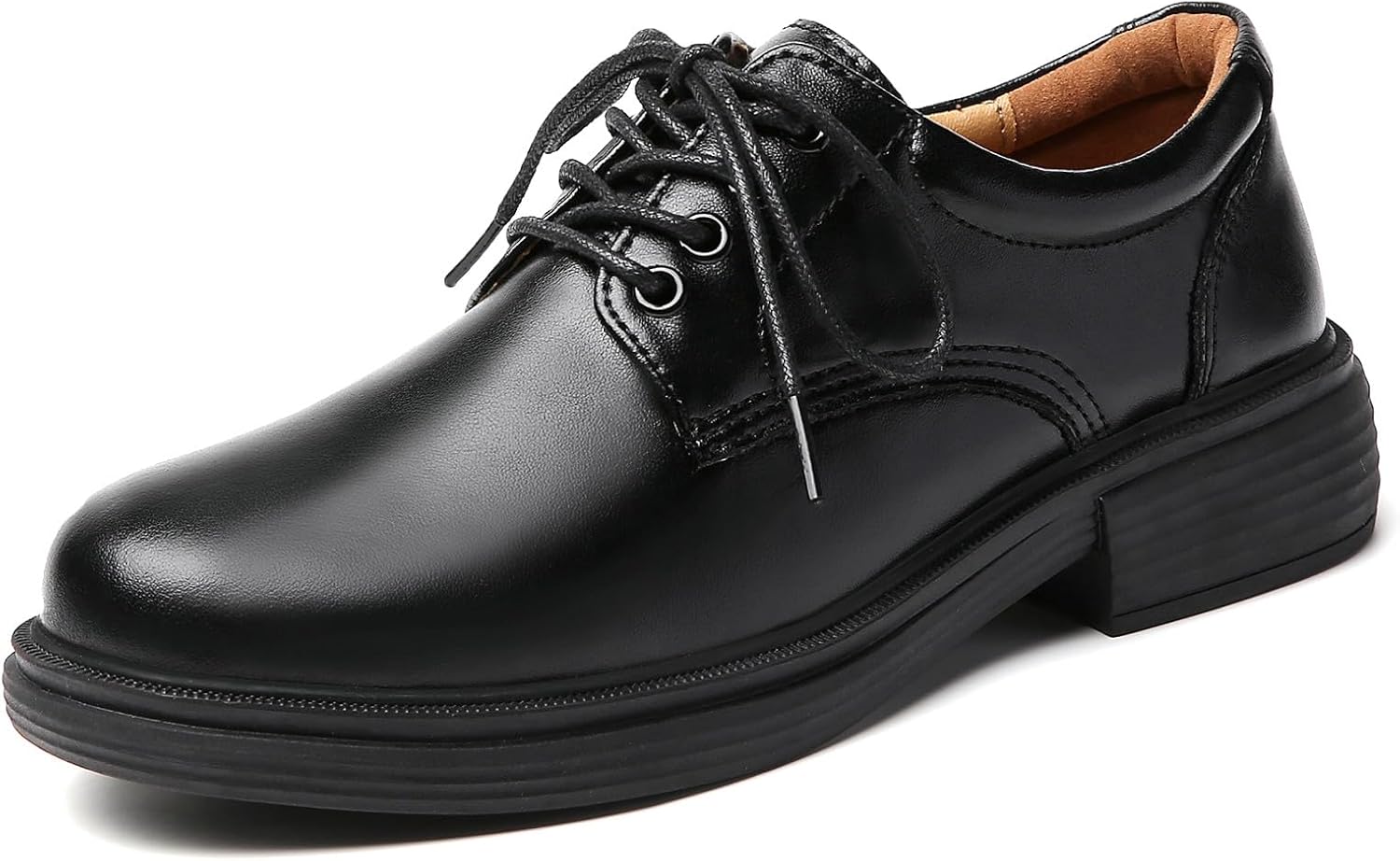 OKJ Oxford Shoes for Women, Black Womens Oxford Shoes Leather Platform Women's Oxfords Comfortable Dressy Slip On, Lace Up Loafers Casual Work Business Dress Office Oxfords Shoes