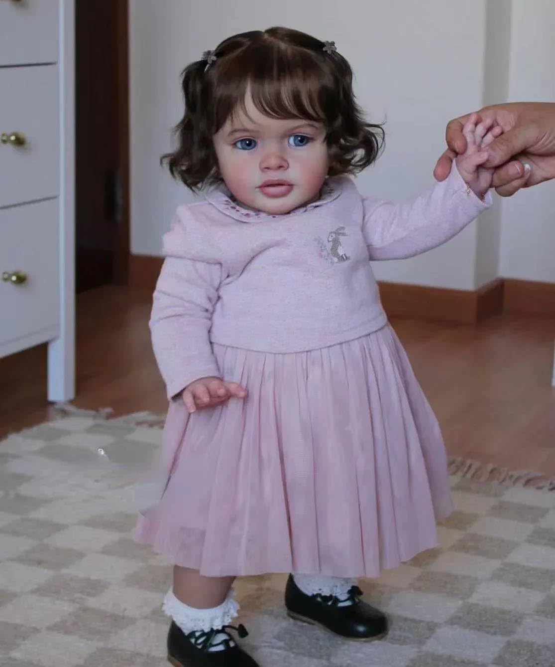 RXDOLL Big Size Realistic Reborn Toddler Girl Dolls 26 Inch Cloth Body Reborn Baby Dolls Soft Silicone Real Life Beautiful Princess Toddler Girls Blue Eyes for Girls 3+