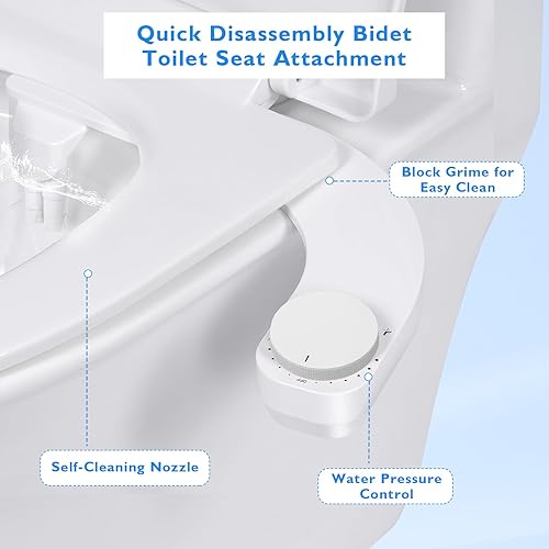 Miniatura 8 de Accesorio para asiento de inodoro de bidé, rociador de agua autolimpiante + boquilla de presión ajustable, fácil de instalar (clásico, blancobambú)