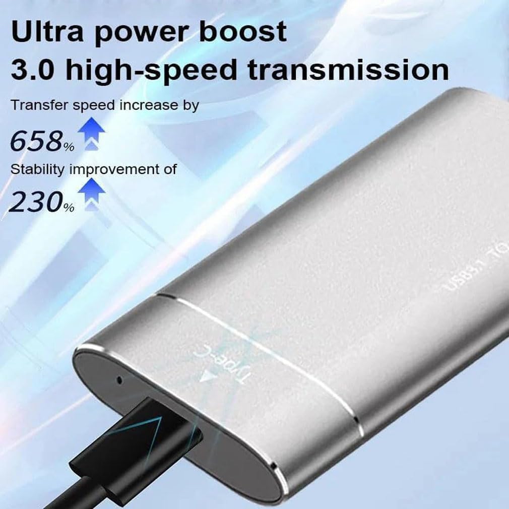 Portable Mobile Solid State Drive, 2TB Portable SSD, External Hard Drive USB C Portable SSD, Up to 3.0 High-Speed Transmission, USB 3.1, External Solid State Drive for Smartphone, Tablet (Black) — view 3
