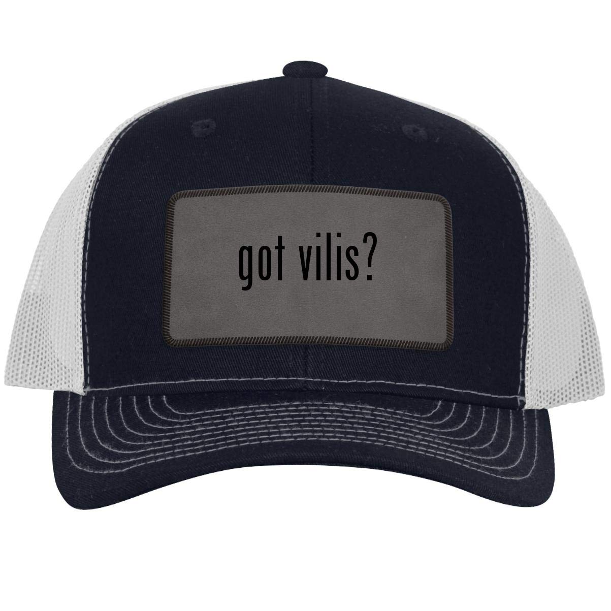 One Legging it Around got Vilis? - Leather Grey Patch Engraved Trucker Hat