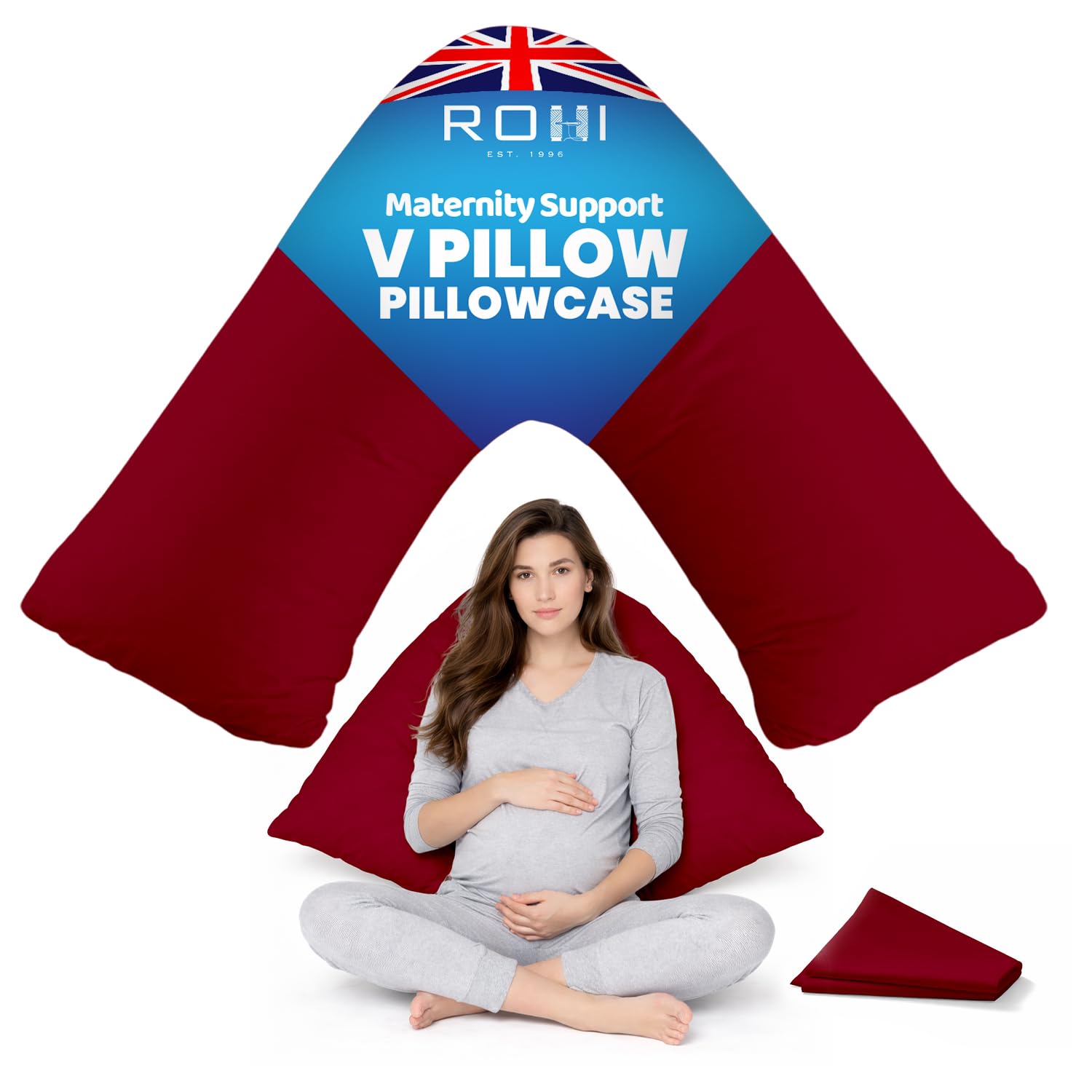 Rohi Orthopaedic V Pillow with Pillowcase – Anti Allergy Triangle pillows for Adults, Nursing, Maternity & Pregnancy – Extra Hollowfibre Cushioning to Supports Neck, Head & Back (Grey) — view 22