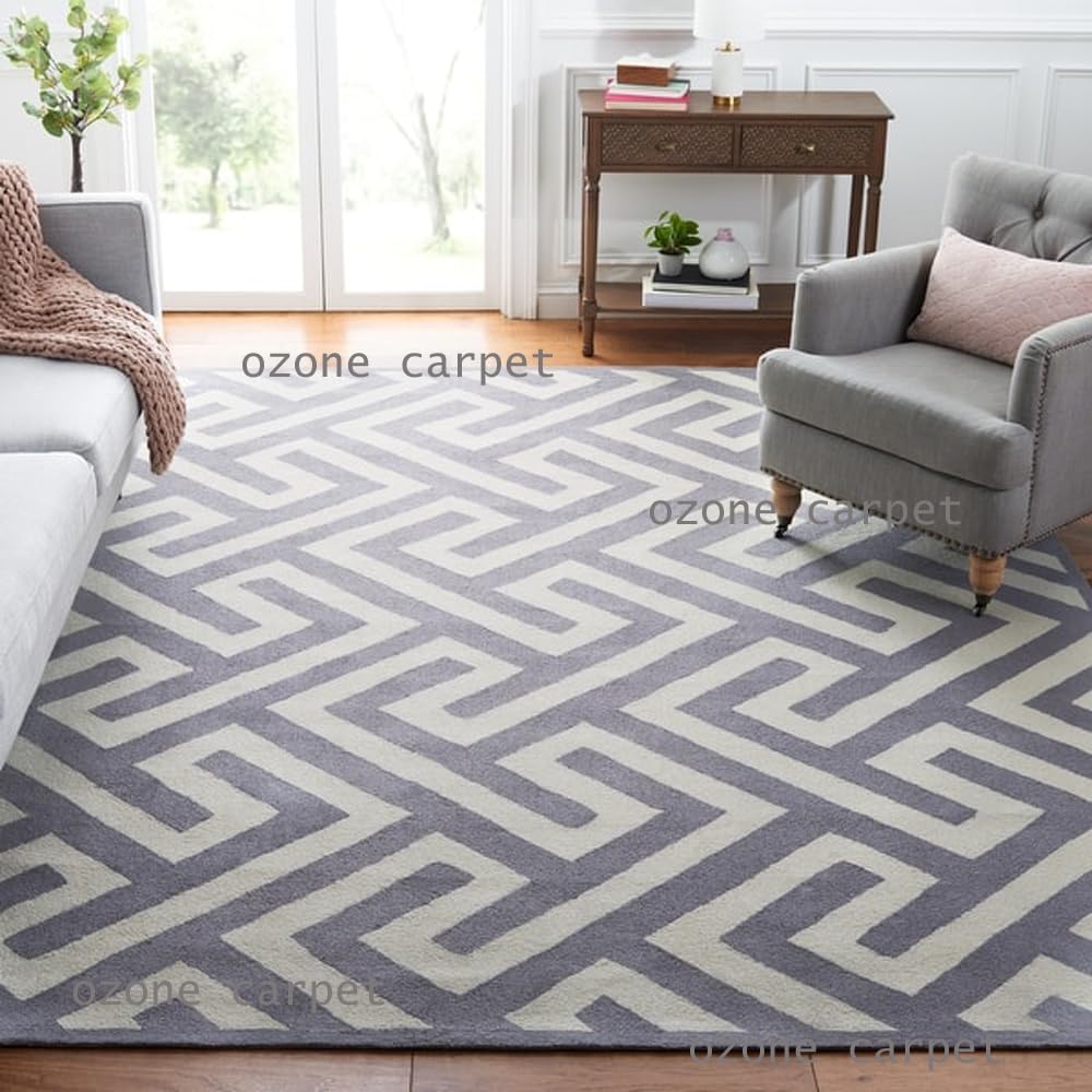 OZONE CARPET Handmade Woollen Loop Pile Carpet for Living Room Bedroom & Hall Size 7 x 10 feet (210X300 cm) White & Grye DA (B0CN72WGCZ) Amazon Price History, Amazon Price Tracker