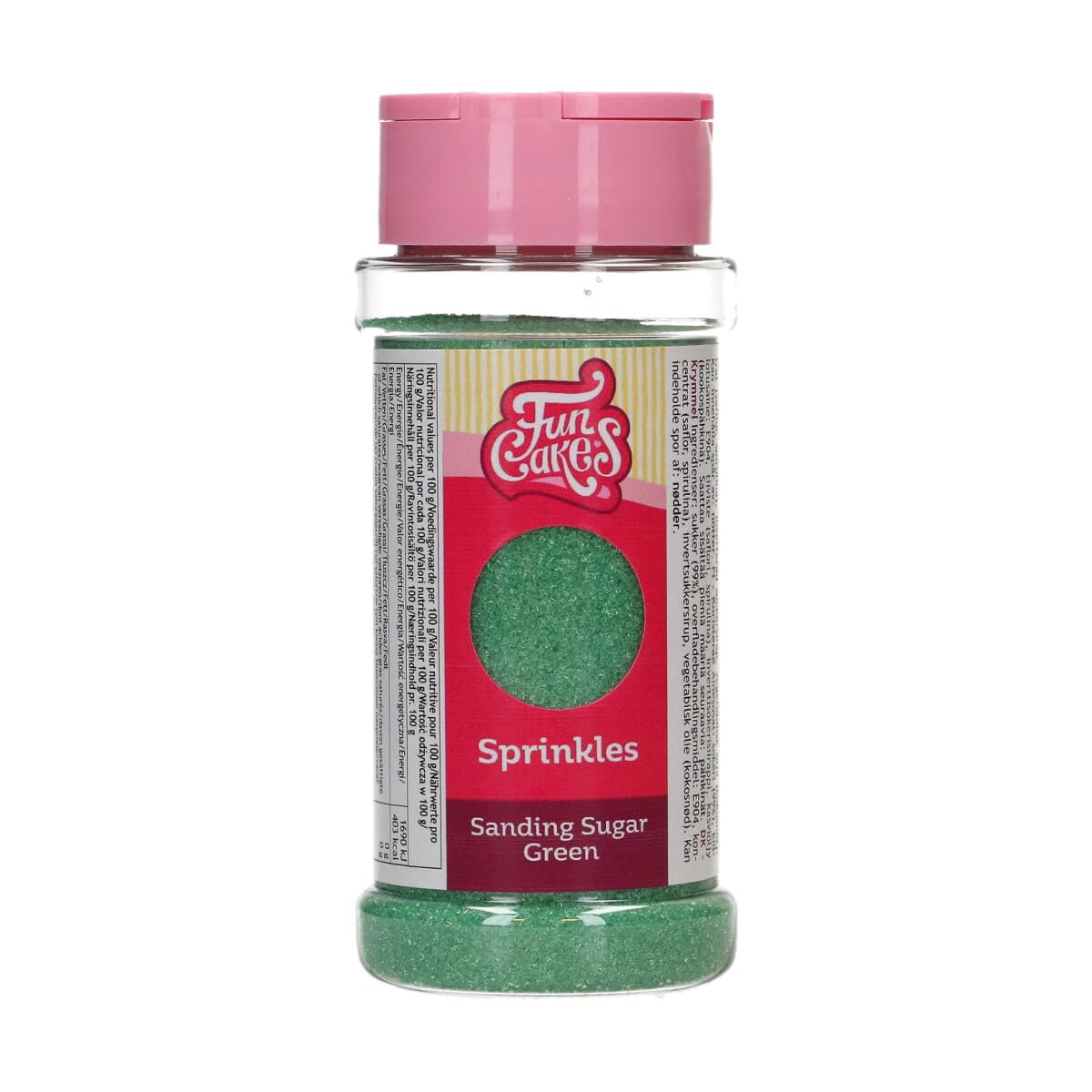 FunCakes Sanding Sugar Green, Verde: Sabor Excelente, Perfecto para Decorar Tartas, Cakepops, Caramelos, Galletas, Magdalenas, Cupcakes - 80 g