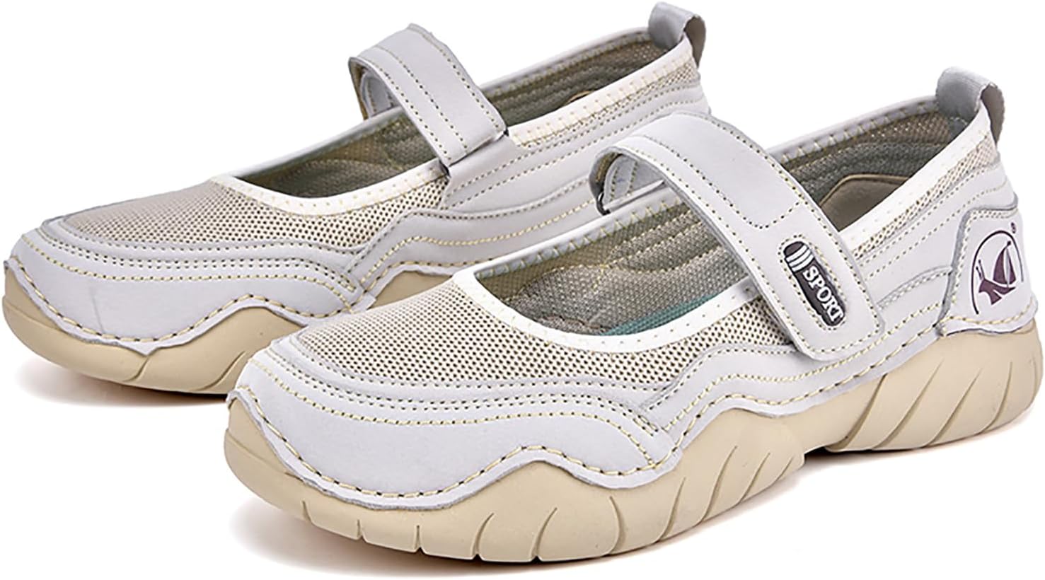Women's Hollow Mesh Mary Jane Shoes Fashion Hand Stitching Lightweight Breathe Arch Support Non-Slip Sneakers Comfort Slip on Orthotic Casual Walking Shoes