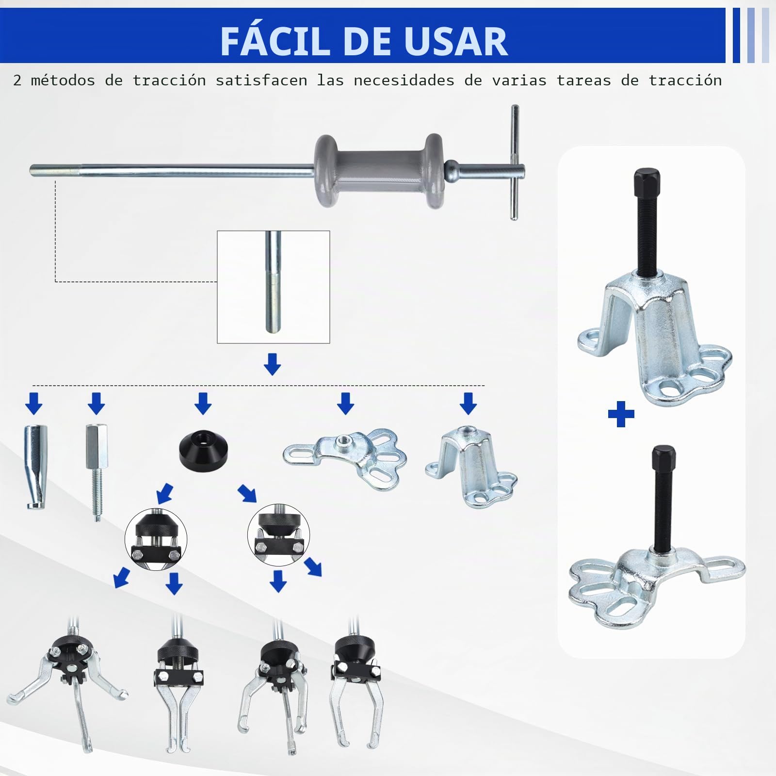 BOOMSTART 17 Piezas Conjunto de Extractor de cojinete, Extractor de rodamiento de Engranaje de Cubo de abolladura con Martillo Deslizante, Herramienta Interna y Externa de 2 y 3 mandíbulas