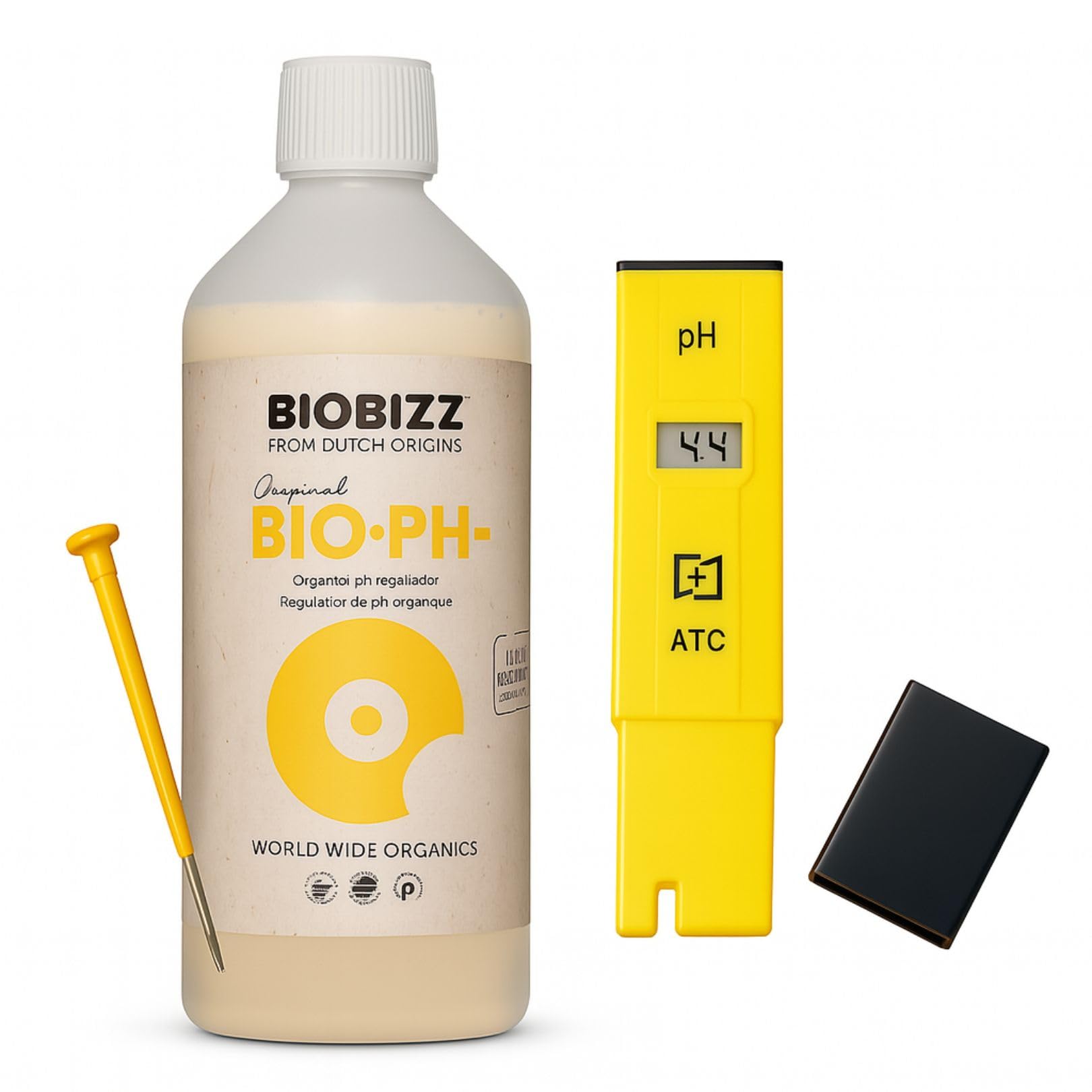 Weedness BioBizz pH- Minus 500 ml + Digitales pH-Messgerät - Natürlicher Biologischer pH-senker Grow Anbau Indoor Dünger ph Minus Flüssig