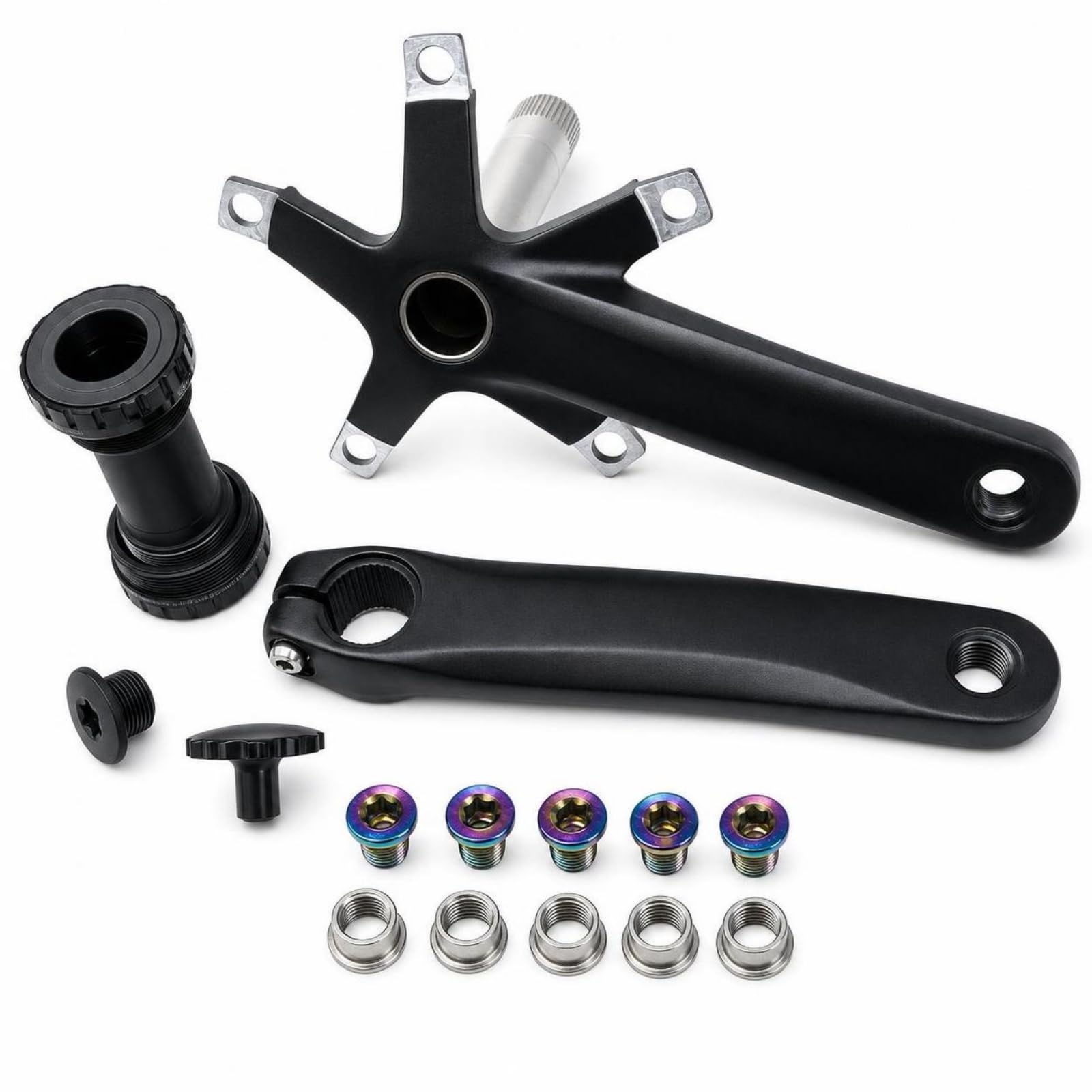 Guarnitura Bici Assemblea Guarnitura Bicicletta Pedivell Centrale Set Completo con Corona 44T Centrale Abbinato Pedivelle Solide Struttura Cava per