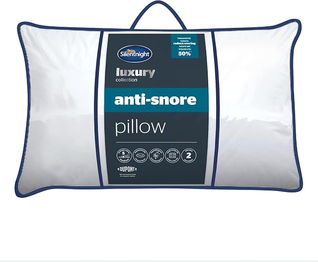 Silentnight Luxury Quilted Anti-Snore Pillow  Contoured Foam Positions the Head to Reduce Snoring Volume with Luxurious Soft Touch Cover and Dupont Fibres - Hypoallergenic
