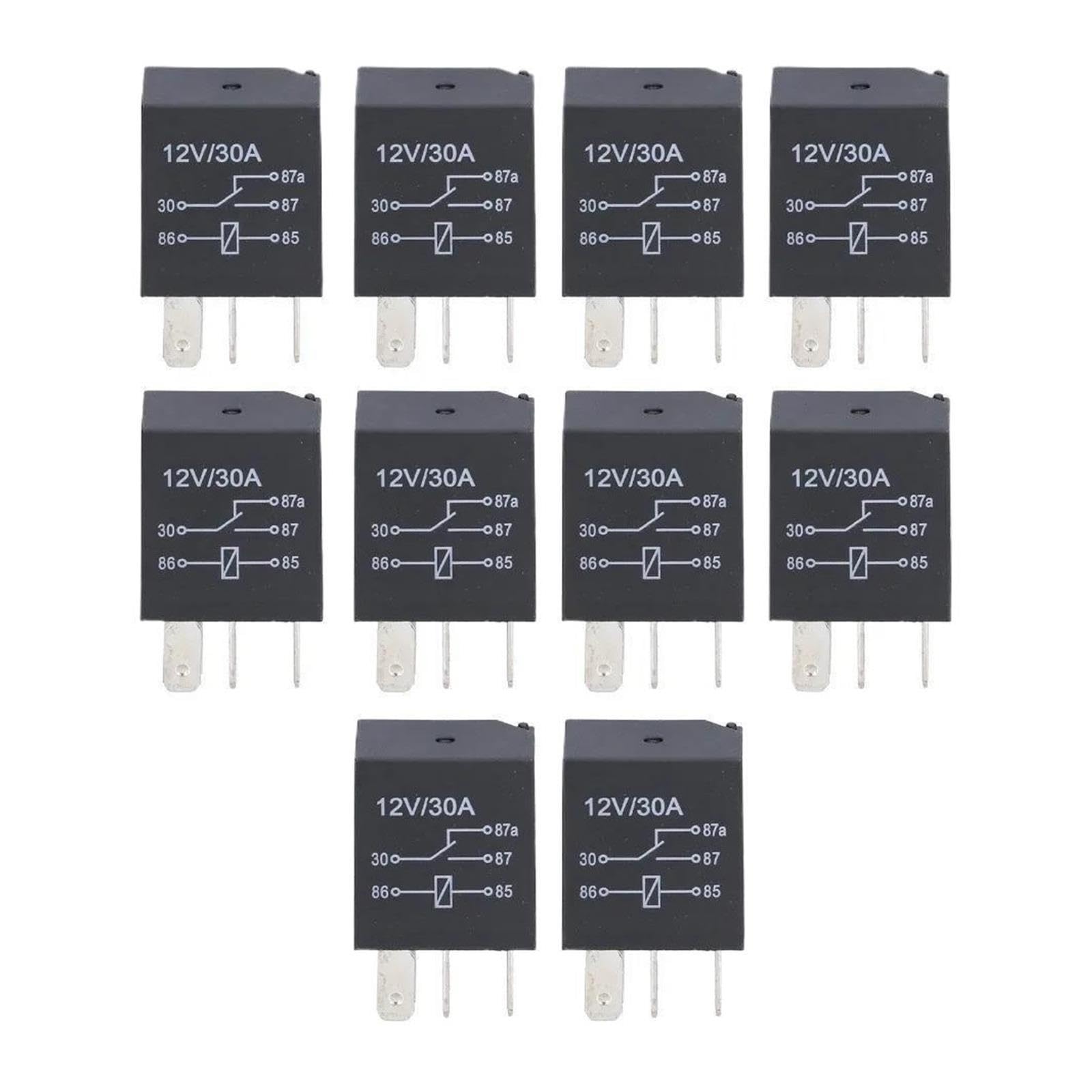 Kit relè automobilistico 10 pezzi 12V 30A 4 pin 5 pin