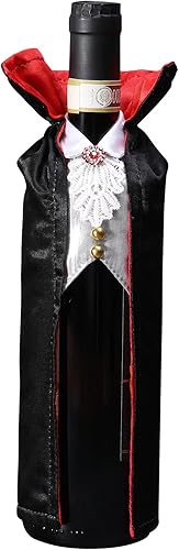 SIRIPHUM Halloween Wine Bottle Cover Decoration,Dracula Halloween Wine Cover,Vampire Halloween Wine Holder,Party Decor Or Fall Hostess Gift (2),