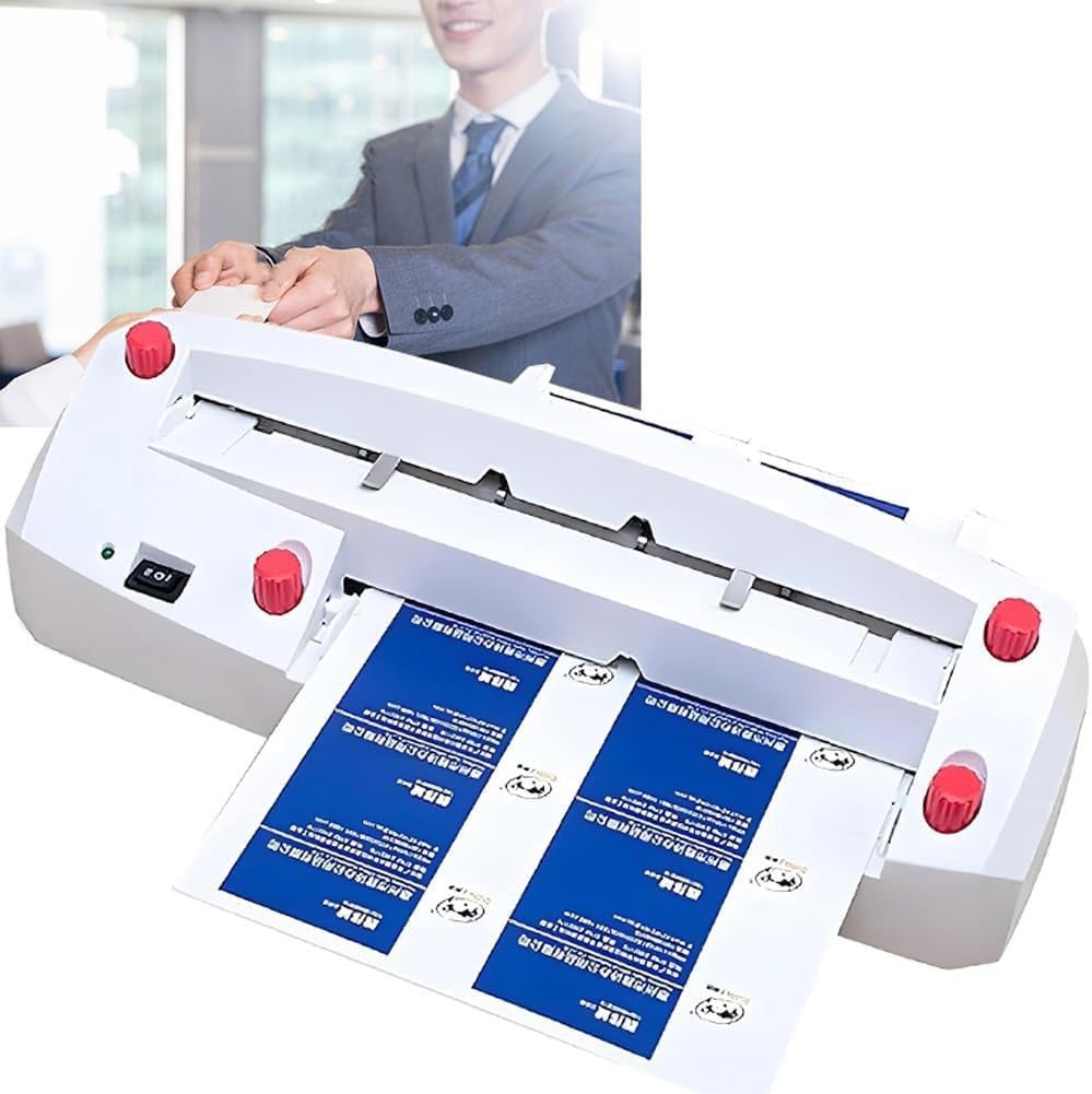 Automatischer Visitenkartenschneider, 20 W, elektrischer Papierschneider mit 9 Klingen, verstellbare Positionierplatte 1-18 mm für Einladungen, Mitgliedskarten und Lesezeichen