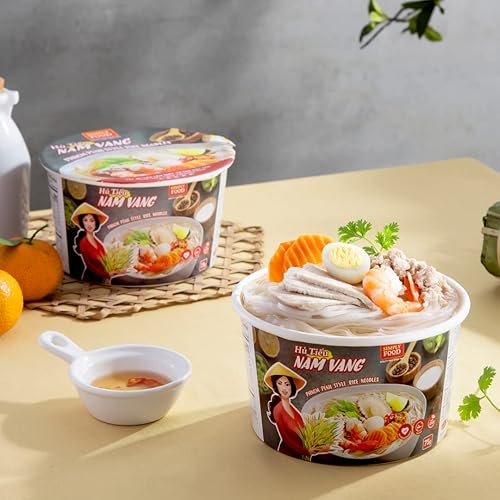 Miniatura 6 de SIMPLY FOOD Fideos instantáneos de arroz Phnom Penh (H Tiu Nam Vang)  9 tazones2.65 oz cada uno  Deliciosos, finos, planos, fideos de arroz blanco