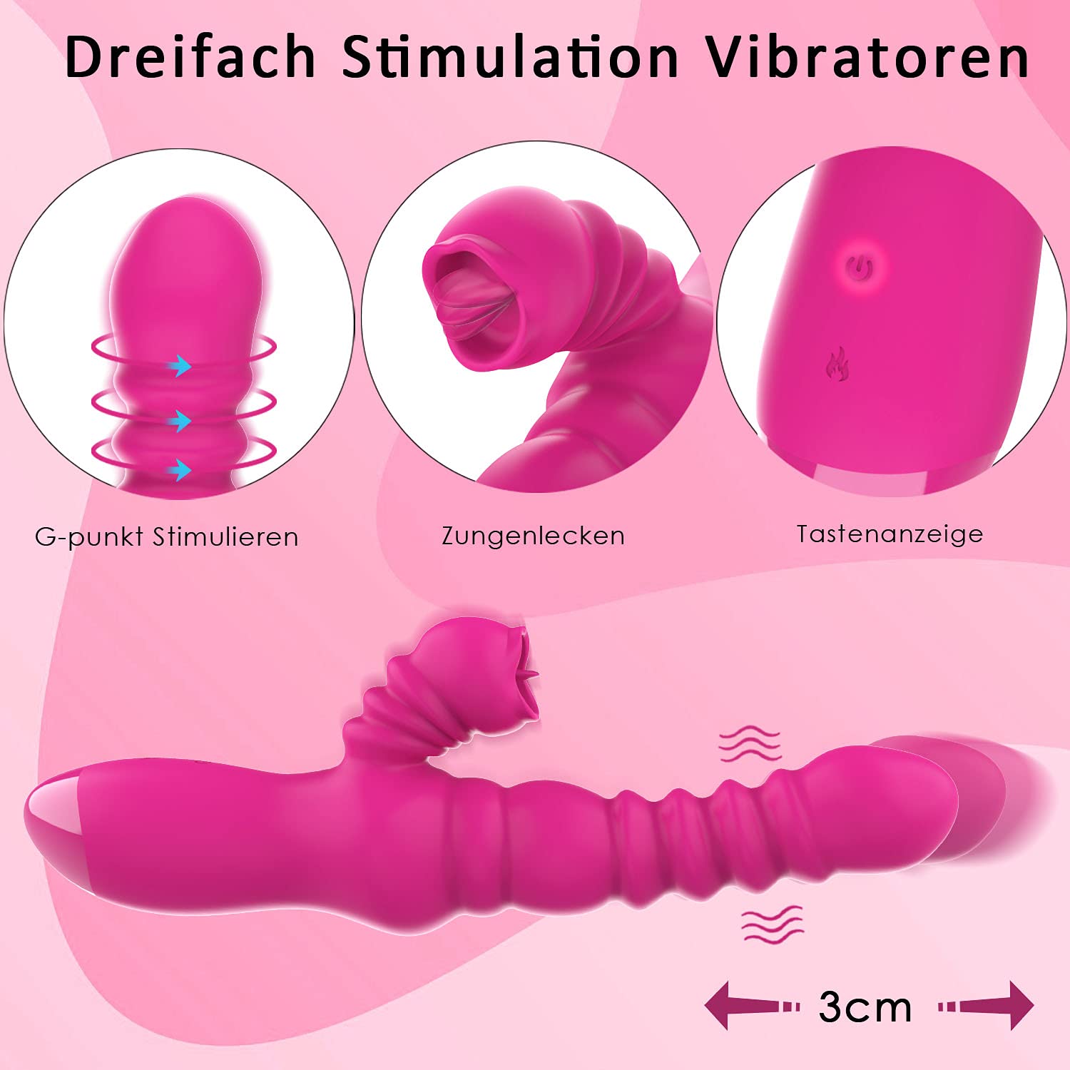 Enlove Vibratoren für Sie Klitoris und G-punkt, Silikon Zungenlecken Dildo  Vibrator mit StoÃŸfunktion Rabbit Vibrator 7 Vibrationsmodi und 3  Teleskopisch Erotik Sexspielzeug für Frauen Paare Extrem : Amazon.de:  Drogerie & Körperpflege