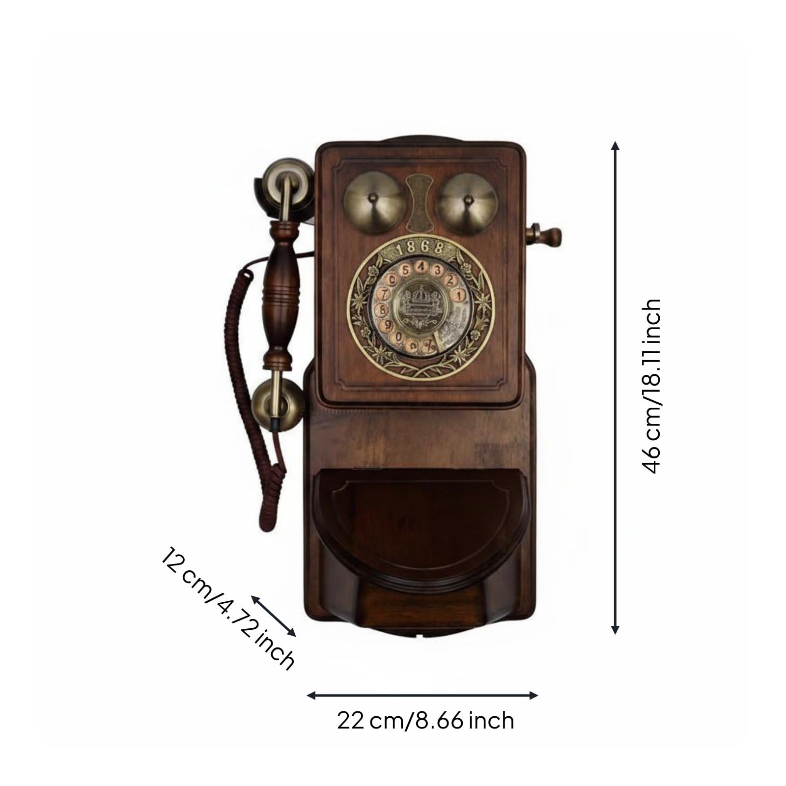 Teléfono Vintage Teléfono Antiguo, Teléfono De Pared Retro con Dial Giratorio Grande