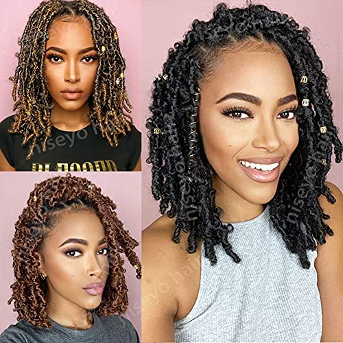 Niseyo 6 Packs Butterfly Locs Crochet Hair 12 Inch Pre Looped Distressed Locs Crochet Braids (1B) #TOP1