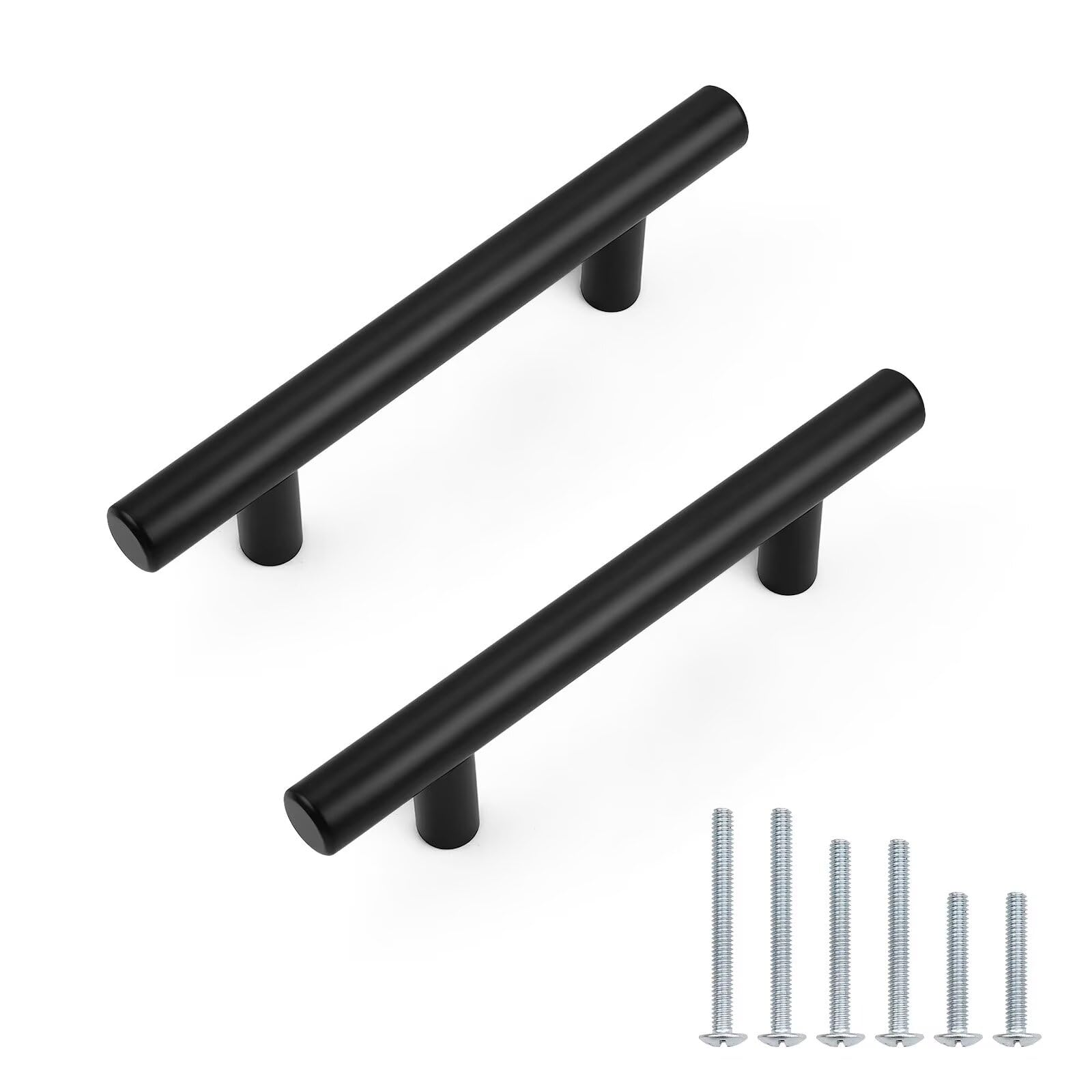 Probrico Black Cabinet Handles & Pulls 3" Hole Centers Round 30 Pack