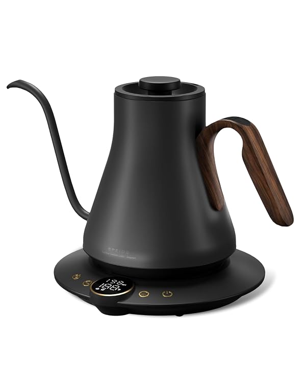 INTASTING Gooseneck Electric Kettle with Precise ±1℉ Temperature Control, Wood-Accented Handle, Stainless Steel Interior, Quick Heating Pour Over Kettle for Coffee & Tea, 0.9L, Matte Grey by intasting - Used condition - US$58.19