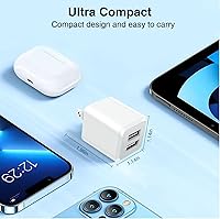 Vista 7 de USB Wall Charger, Dual Port Cube Power Adapter Charger Plug Block Charging Box, Dual Port Wall Fast Charging Adapter, Compatible for i Phone 14 13