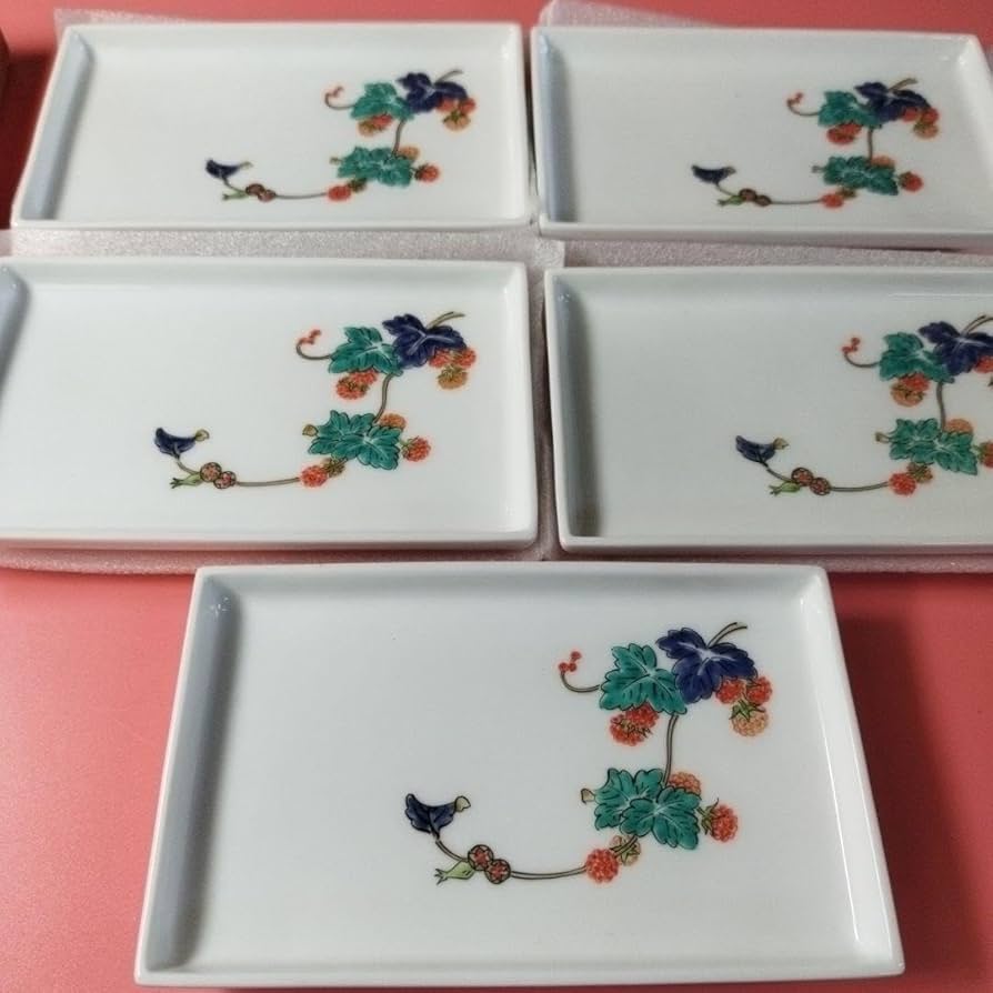 人間国宝14代酒井柿右衛門角皿5枚