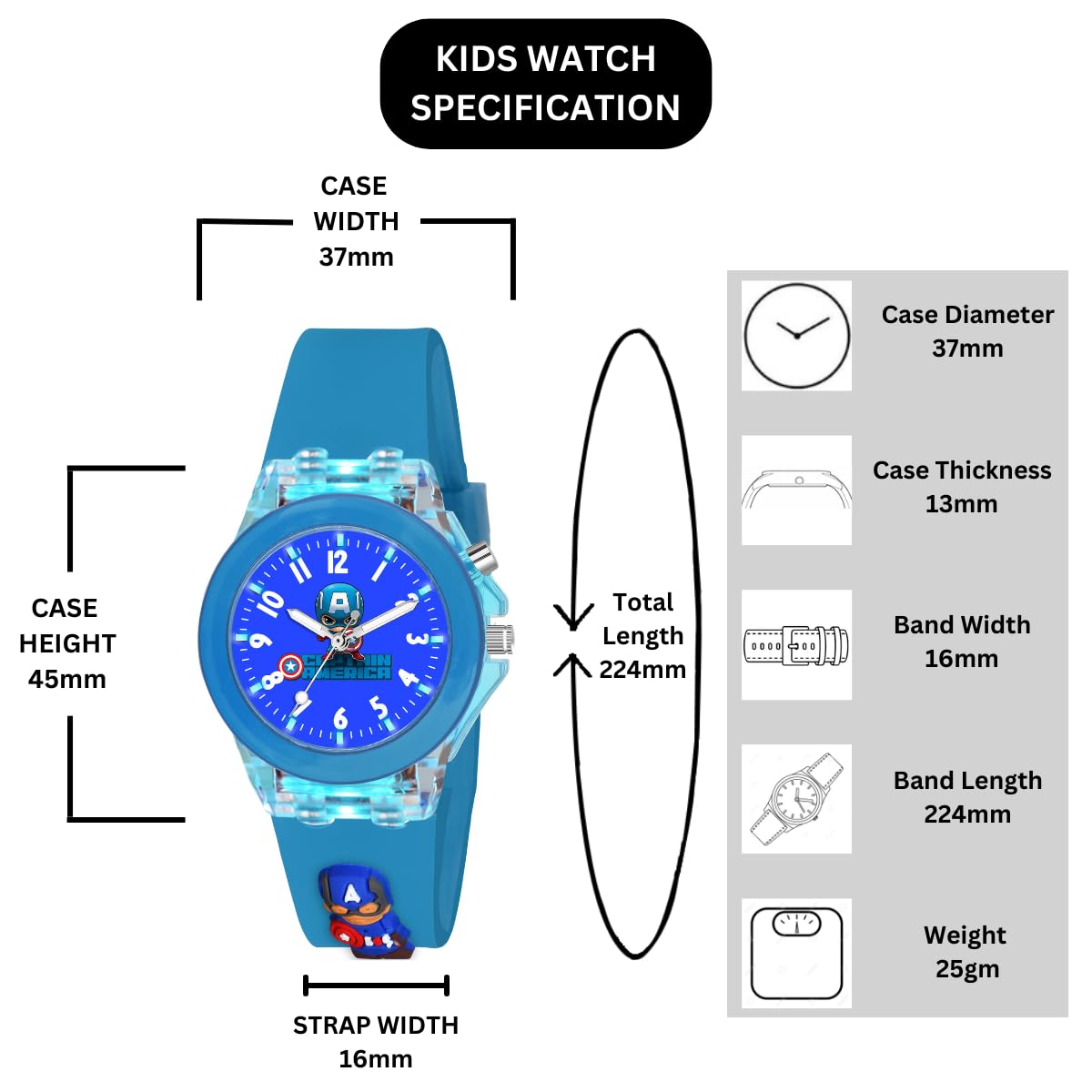 ON TIME OCTUS Resin Kids Analouge Multi-Color Light Cute 3D Cartoon Character Boys And Girls Watch (Multicolour Dial & Colored Strap) (Blue 2) 3