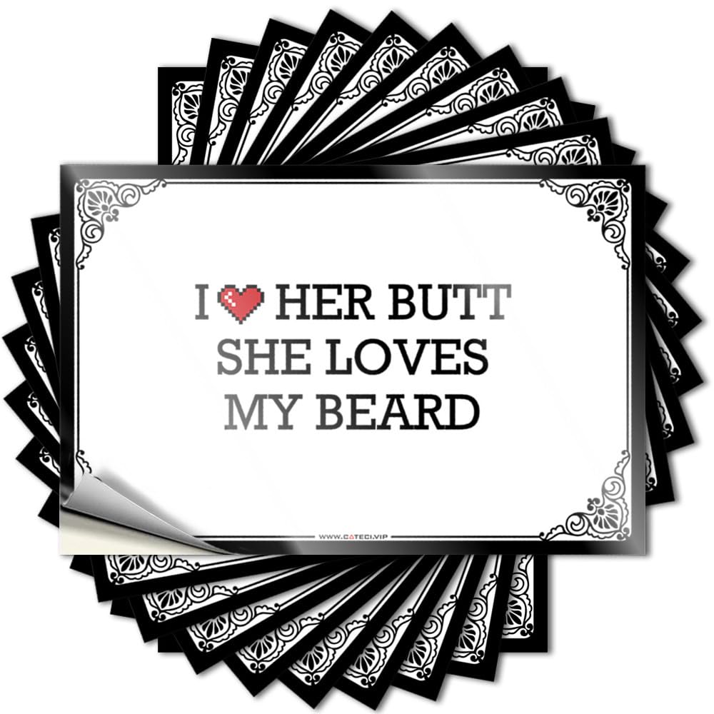 Fall Door Decorations Tumbler Bumper | I Love Her Butt She Loves My Beard Optical Illusion for Silicone Decor(6X9CM)