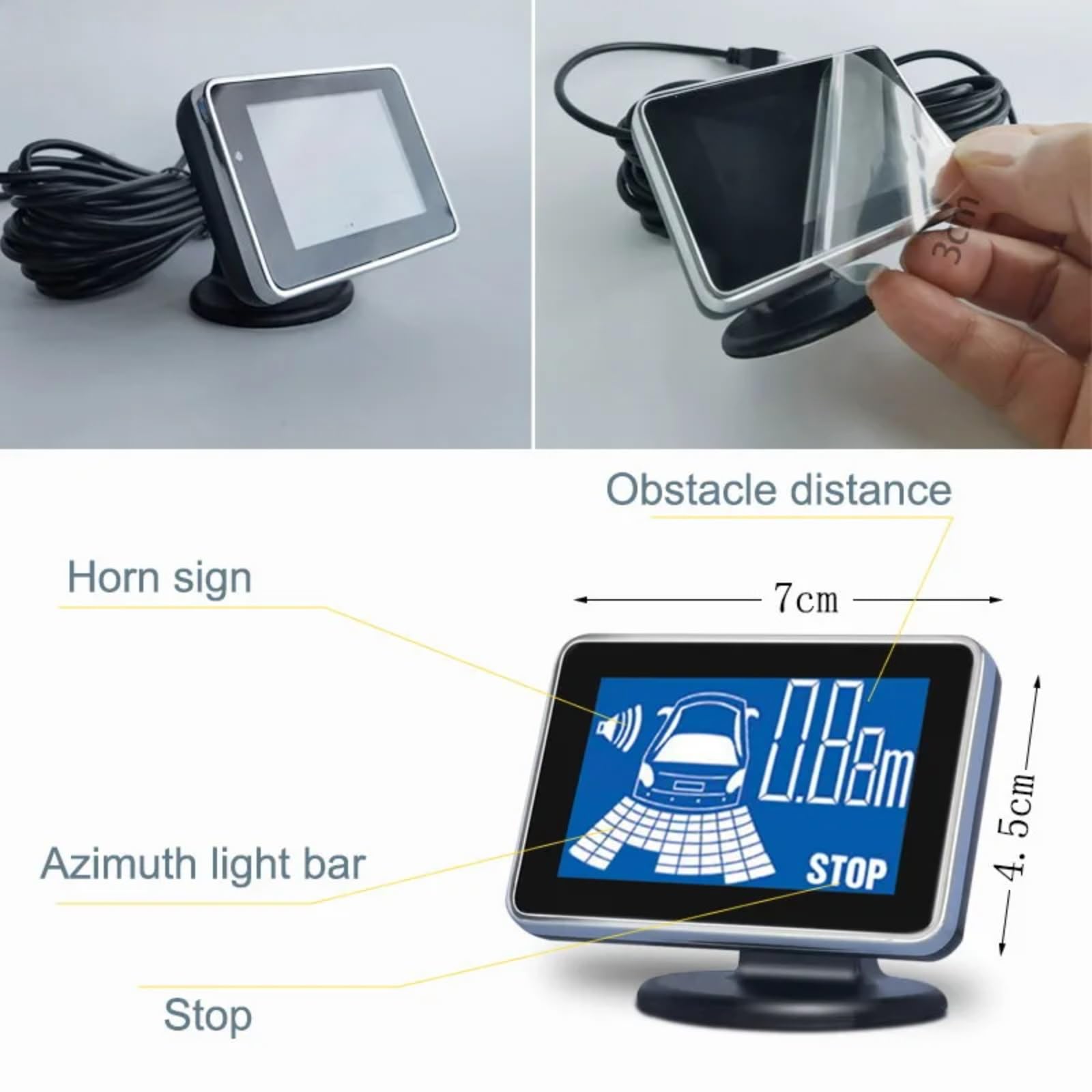 Sensores Aparcamiento Coche Radar De Marcha Atrás Con 4 Sensores De Aparcamiento Para Coche, Kit De Aparcamiento Para Garaje, Detección De Distancia, Timbre De Advertencia Radar Marcha Atrás(Negro)