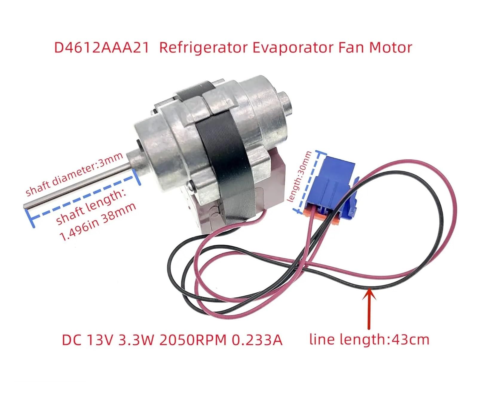 Motore Ventola Evaporatore Frigorifero 1 Confezione D4612AAA21, Compatibile For Daewoo, Compatibile For Bosch, Compatibile For Baumatic, Frigorifero Sostituisci 3015915900