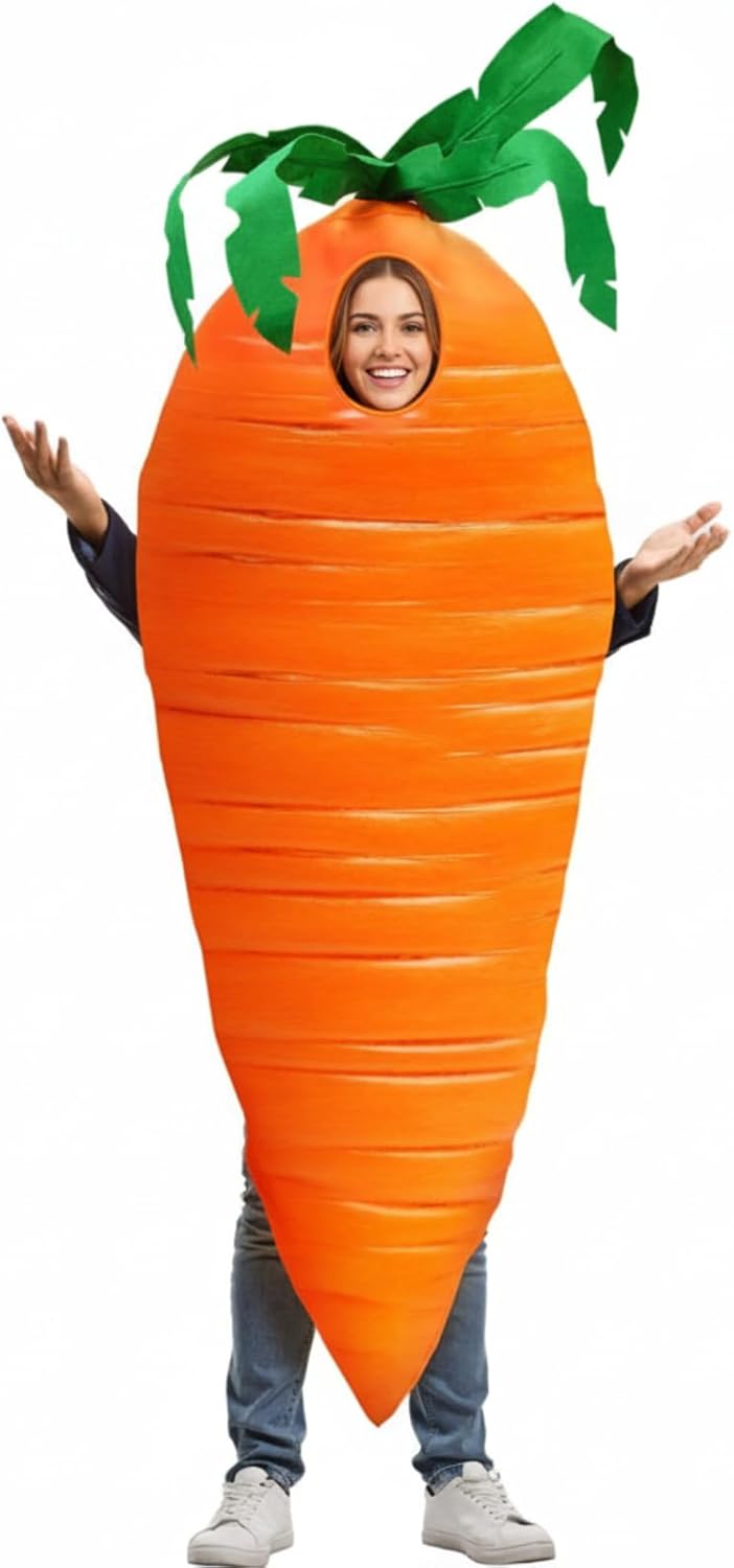 Funtery Easter Carrot Cosplay Costume Adult Orange Carrot Funny Cosplay Clothes Dress up for Easter Role Play Outfit