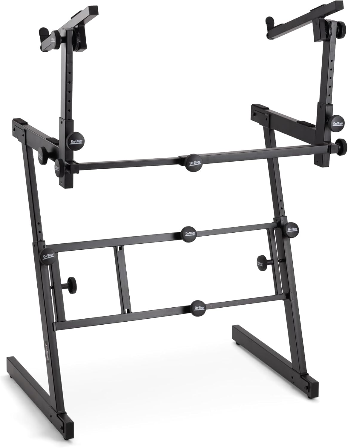 OnStage KS7365EJ Folding-Z Keyboard Stand w/ Second Tier (Heavy-Duty, Ergonomic, Digital Pianos, Synthesizers, Organs, Up to 400LBs, Double Keyboard Rig, Portable, Z-Style Frame, Black)