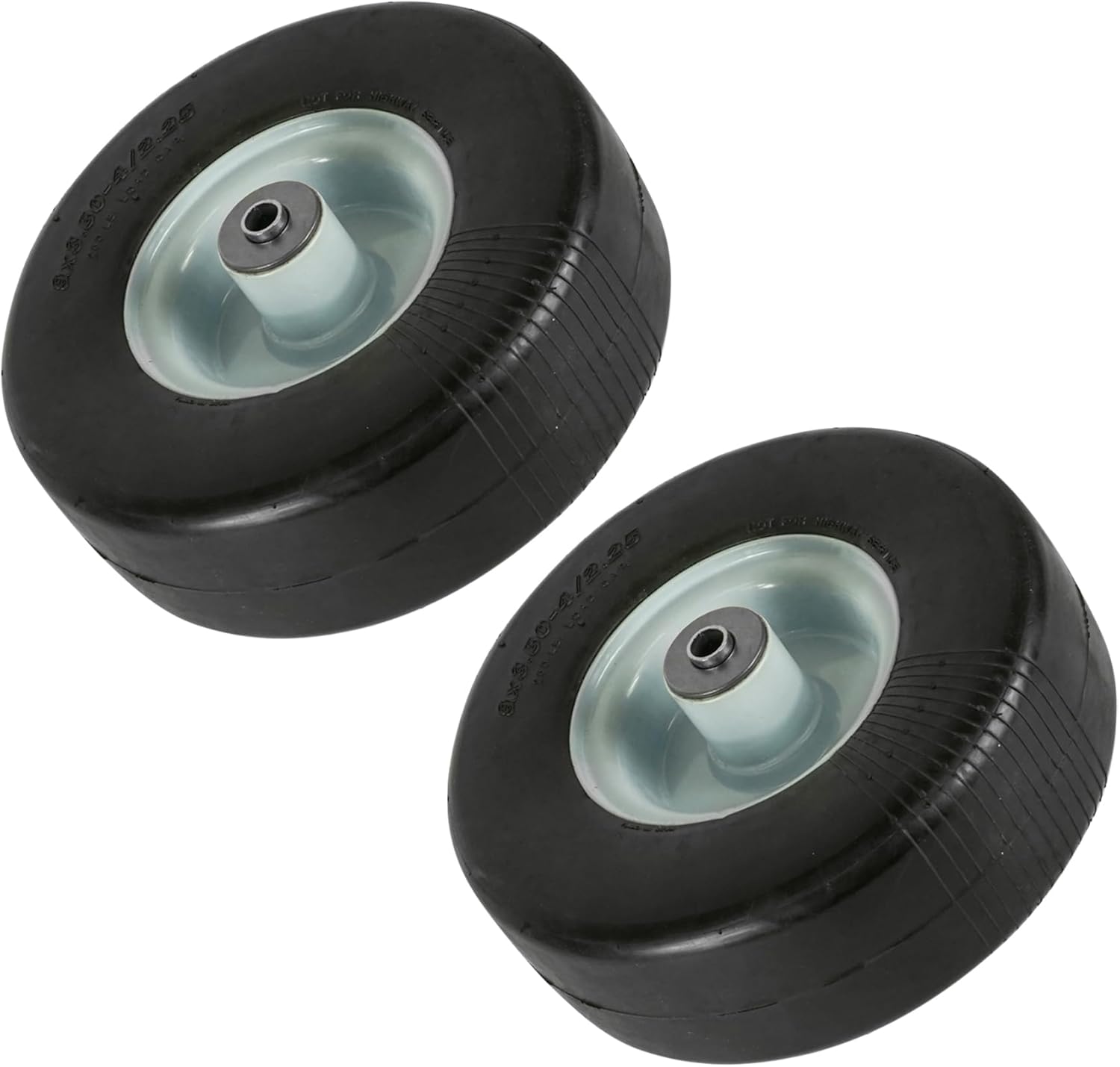 Caltric Zero-Flat Wheel, Compatible with John Deere, Exmark, Toro - Qty 2, 9x3.50-4, Black with White Stripe