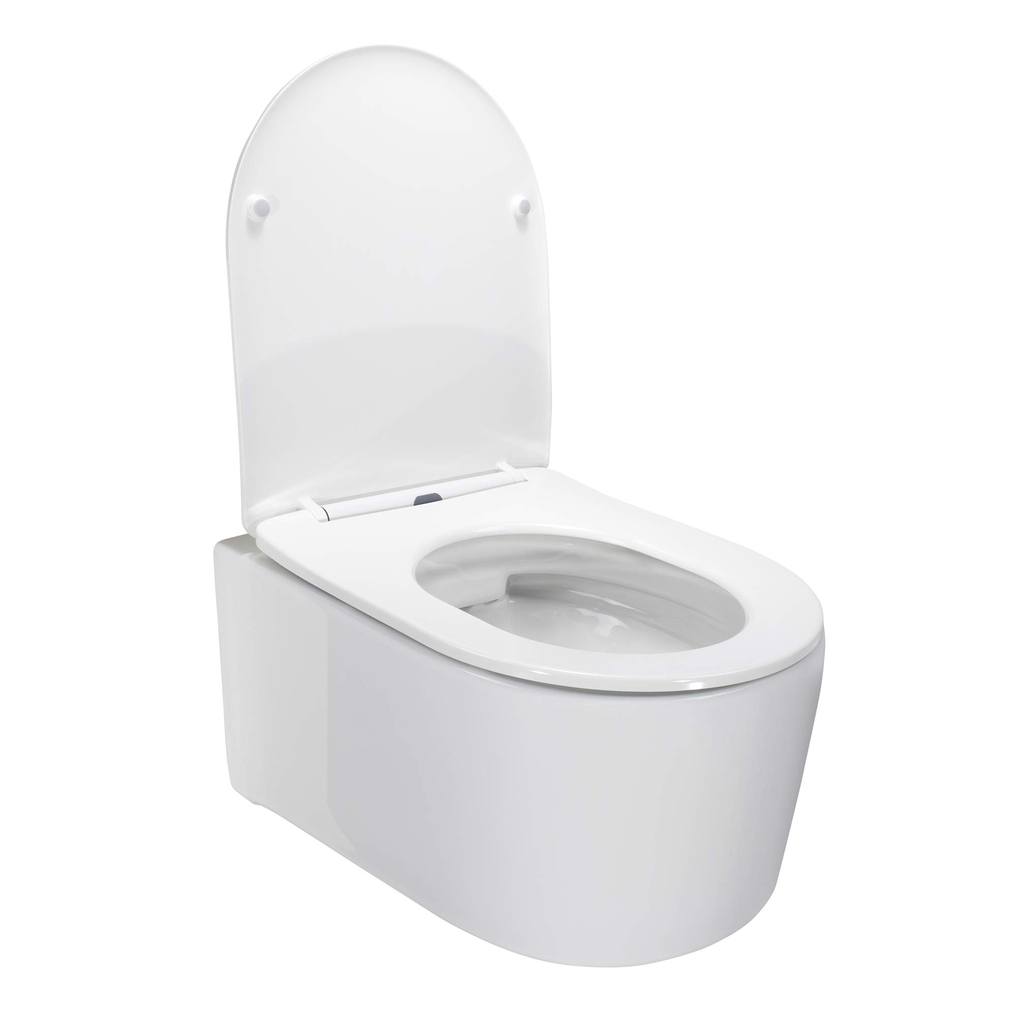 MOG Inodoro suspendido Easy Clean Rimless/Rimfree (sin borde) incl. asiento con mecanismo de cierre suave SOFTCLOSE + extraíble. – ADIGE