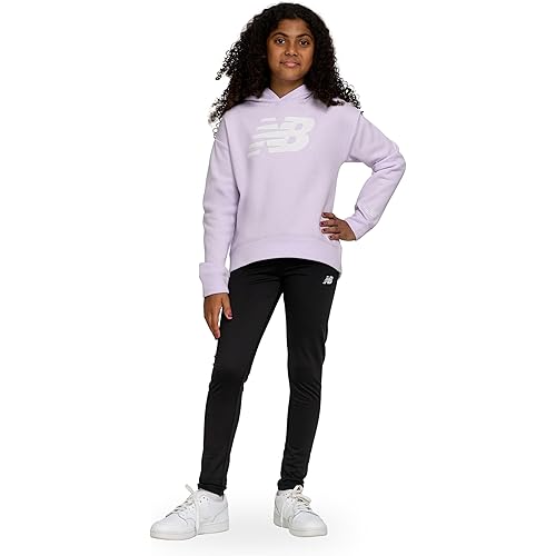 New Balance Girls Athletic 2 Piece – Pullover Hoodie & Fleece-Lined Leggings Sweatsuit Set, Soft Performance Activewear