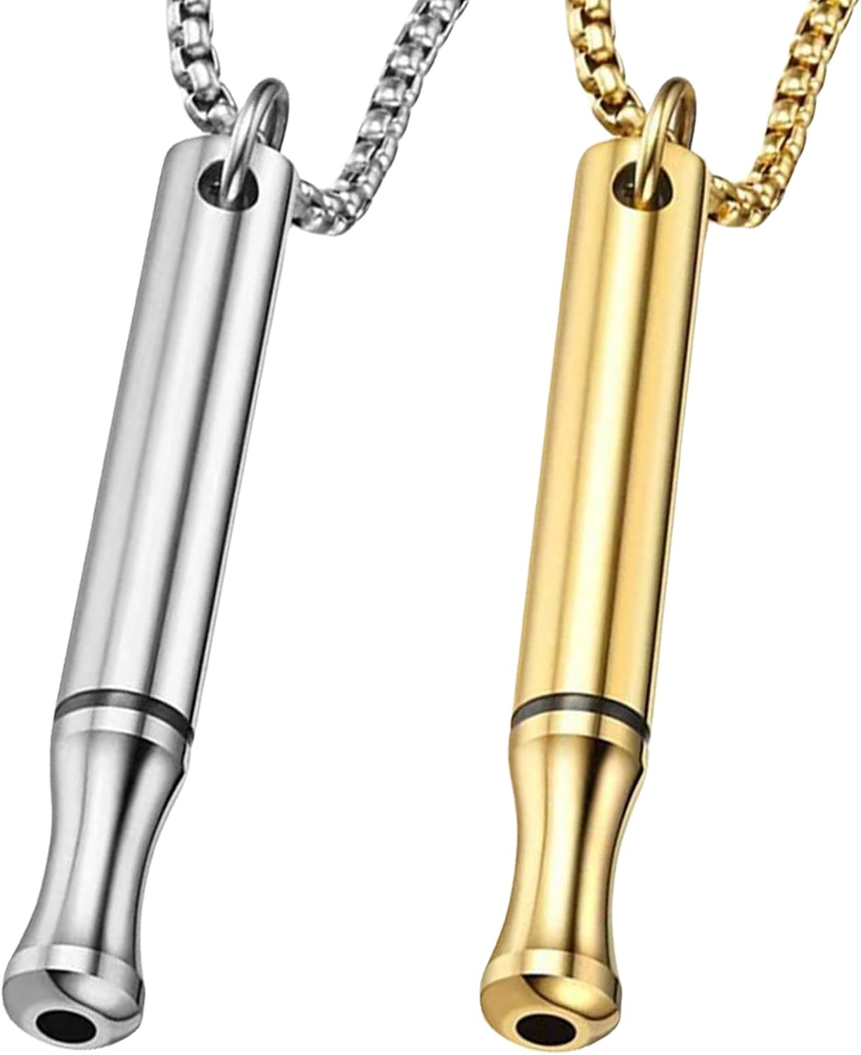 2 PCS Breathing Necklace, Stainless Steel Anxiety Breathing Necklace, Mindful Necklaces for Anxiety Stress Relief, Meditation Stylish Pendant Gift for Women Men