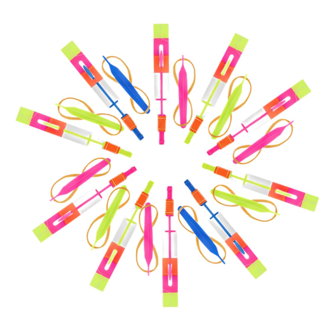 Ameble Arrow Helicopter Elastic Copters with LED Light, 48PCS Random Color Flying Toy Helicopter, Flying Copter Toy, LED, Catapult, Arrow, Elastic Copter