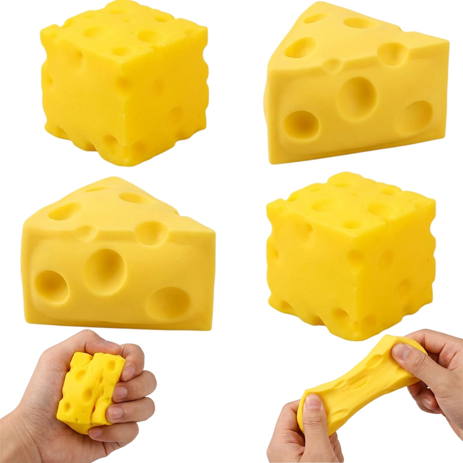 4pcs Cheese Squishy, Giant Cheese Squishy for Stress Relief, Squeeze Cheese Sensory Tool for Office Focus and Anxiety Management, with Butter and Cheese Design ﻿