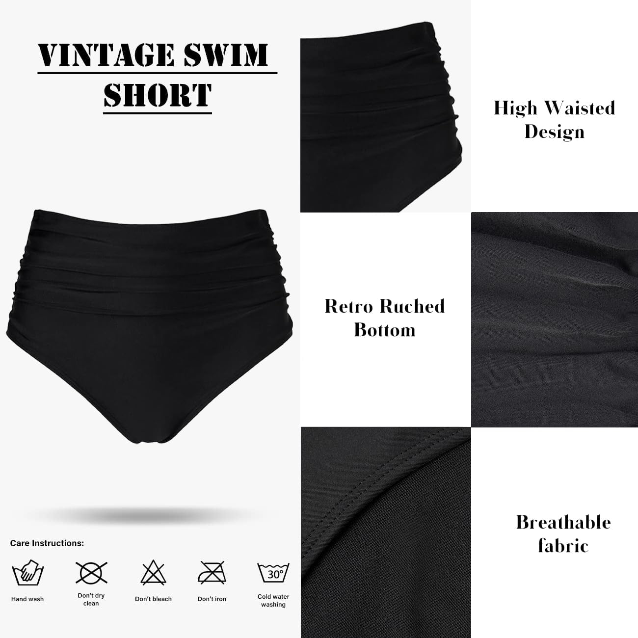 Halter V Neck Push Up Swimsuit Padded High Waisted Ruched Bottom Two Piece Bikini Set Bathing Suit for Women - Image 6