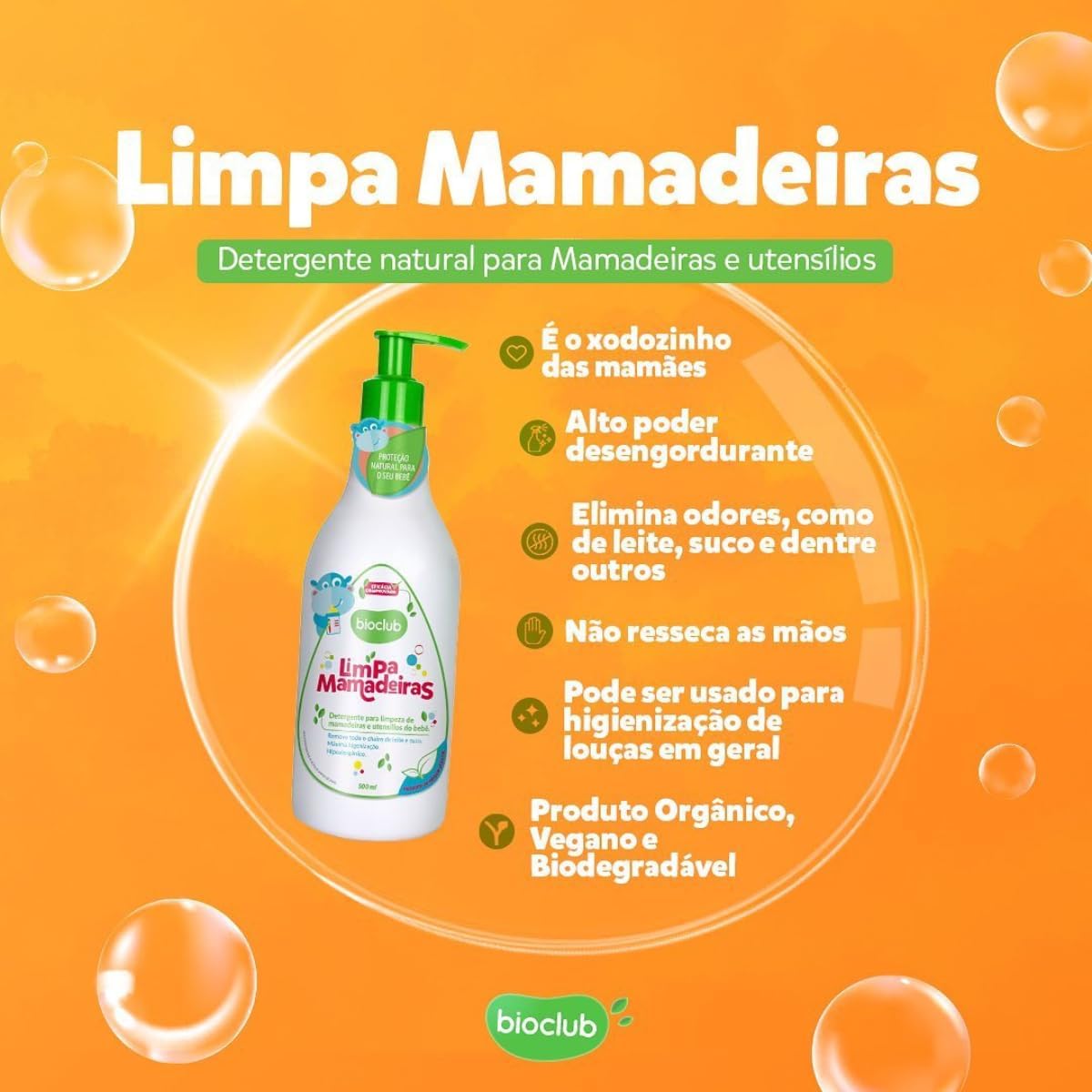 Combo 3 Detergente Limpa Mamadeiras Bioclub Refil 1,5L