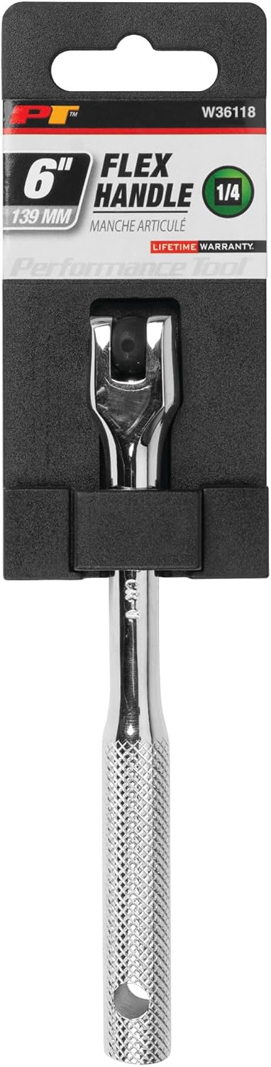 Performance Tool W36118 1/4-in Drive Flex Handle Home Improvement Hand Tool, Silver, 6-Inches