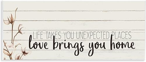 Stupell Industries Life Unexpected Places Adventure Phrase Country Charm Quote, diseñado por Kim Allen Art, 7 x 17, placa de pared