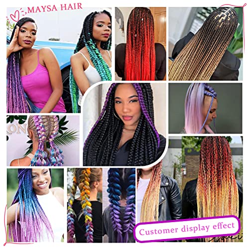 Black White Ombre Braiding Hair 6 Pack 24 Inch Soft High Temperature Synthetic Hair Extensions For Box Braids Hair Extensions(Black-White) #TOP6
