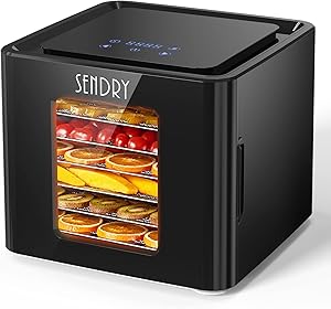SENDRY Food Dehydrator - LED Touch Adjustable Digital Timer and Temperature Display Control with 6 Stainless Steel Trays - Dryer Machine for Meat, Beef, Fruit, Vegetable, Pet Food, Herbs