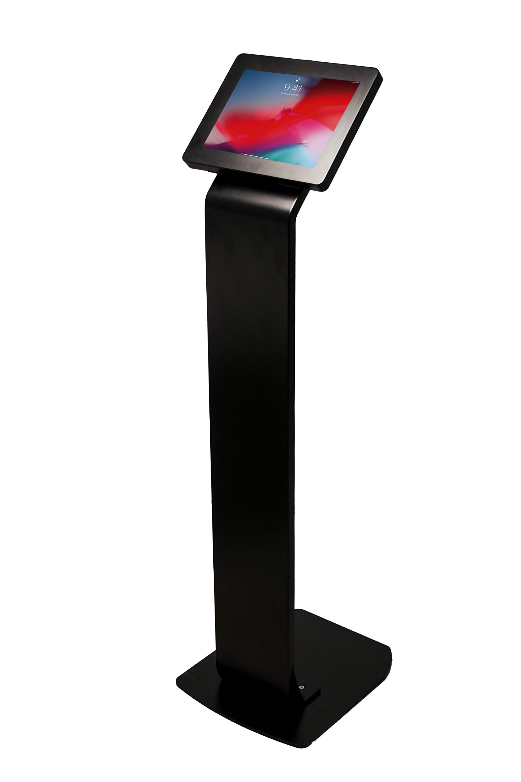 Locking Floor Stand — CTA Premium Large Floor Stand w/Steel Body & Heavy-Duty Locking Enclosure w/Keys for iPad Air 13" - M2 (2024) - iPad Pro 13" - M4 (2024) Surface Pro 3 to X - Black (PAD-PLSB)