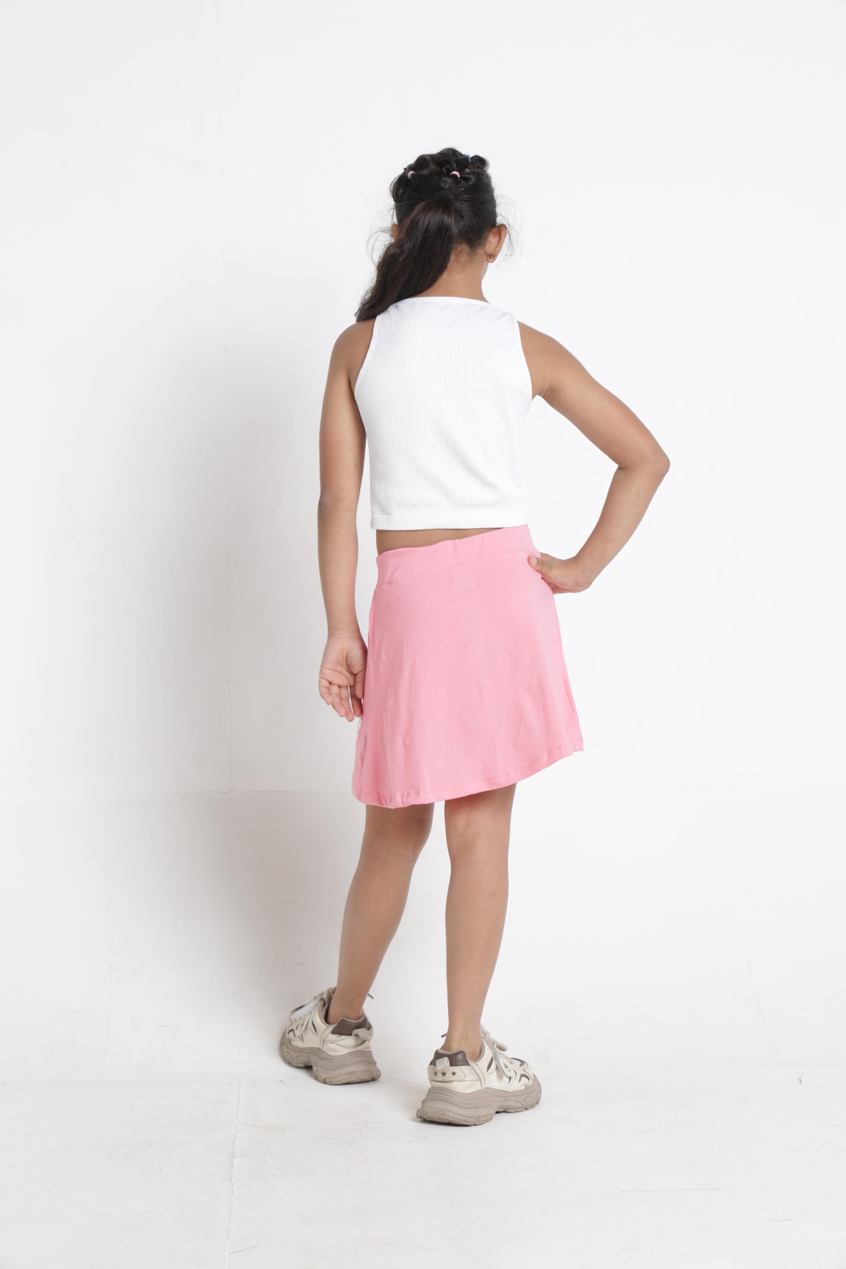 T2F Falda patinadora sobre la rodilla para niña con pantalones cortos interiores Tejido suave 100% algodón transpirable Talla súper suave para la máxima comodidad y seguridad