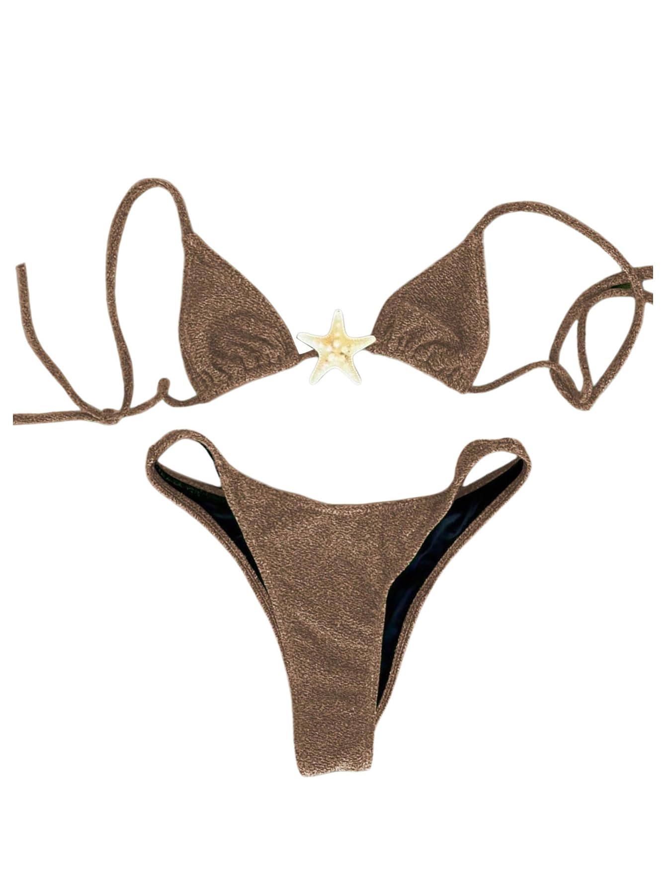 soly hux Women's Sexy Triangle Bikini Set with Tie Thong and G-String 2 Pieces-picture-33