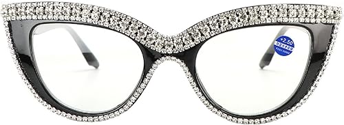Miniatura 21 de Gafas de lectura de ojo de gato con diamantes de imitación de lujo para mujer, con bloqueo de luz azul, marco de lentes para computadora