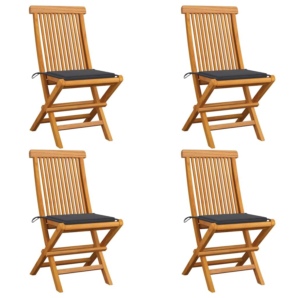 Chaise de jardin en teck massif et coussin anthracite pour un extérieur élégant