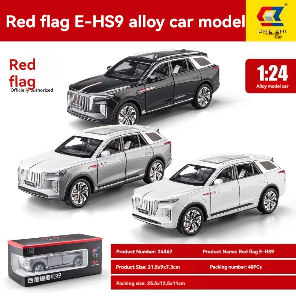 Image of 1:24 Scale Diecast Red Flag HONGQI-H9 Alloy Car Model � Officially Authorized Metal Model SUV with Openable Doors & Pull Back Action � Collectible Toy Car for Kids & Adults?Colors as Per Stock ?