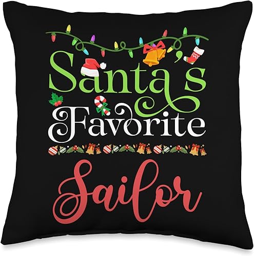 Miniatura 4 de Santa's Worker Holiday Threads Santas Favorite Sailor Holiday Top Elf Profession Throw Pillow, 18x18, Multicolor